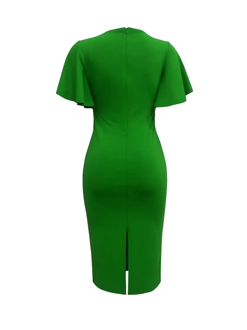 – elegantes wickelkleid mit schlitz für frühling und sommer