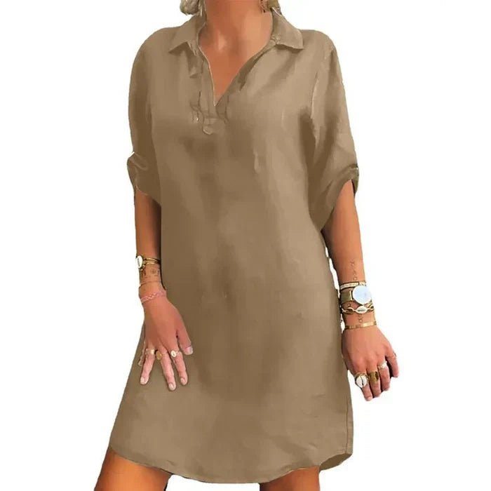 Sommerkleid mit V-Ausschnitt und Kragen für Damen | Jane