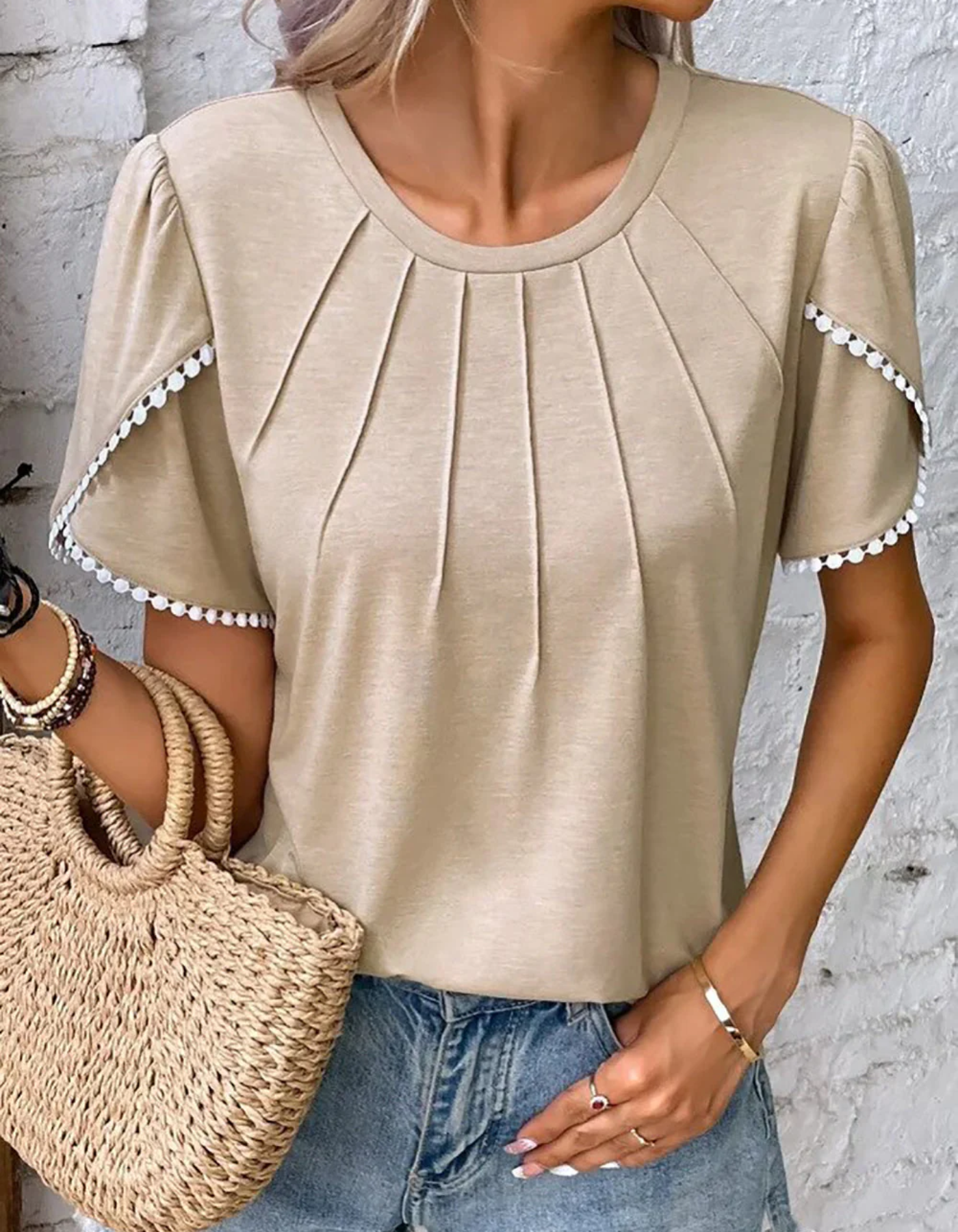 WW | Damen Elegant Oberteile Weiß Top