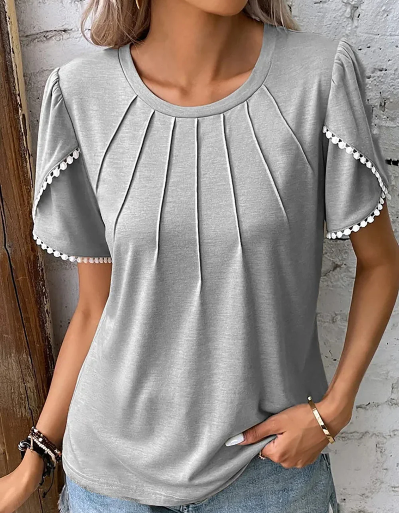 WW | Damen Elegant Oberteile Weiß Top