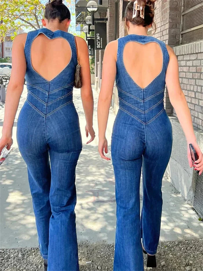 Merche-Stil Herzform rückenfrei Design Jumpsuit