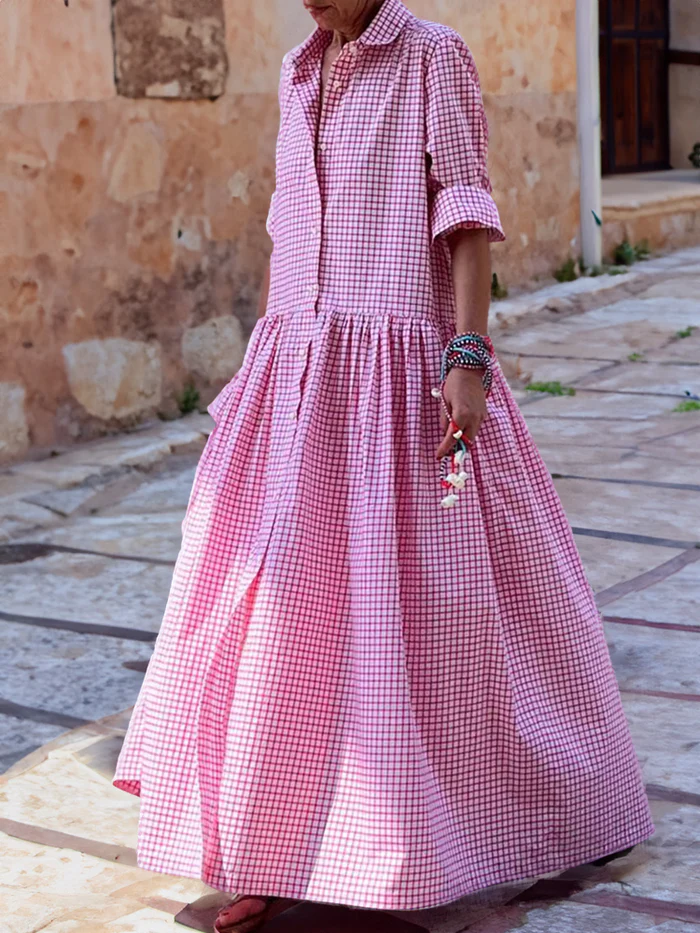 Blusenkleid mit Knöpfen und Kragen für Damen | Lilian
