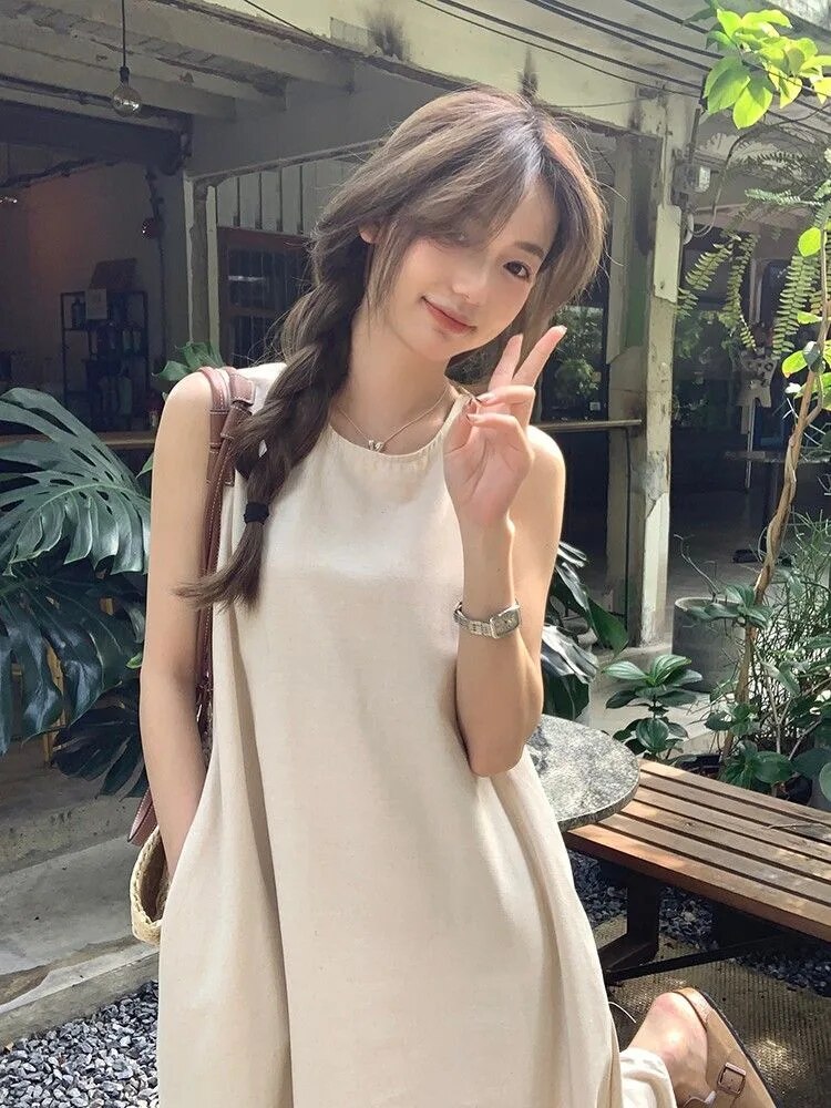 Ärmelloses Camisole Westenkleid