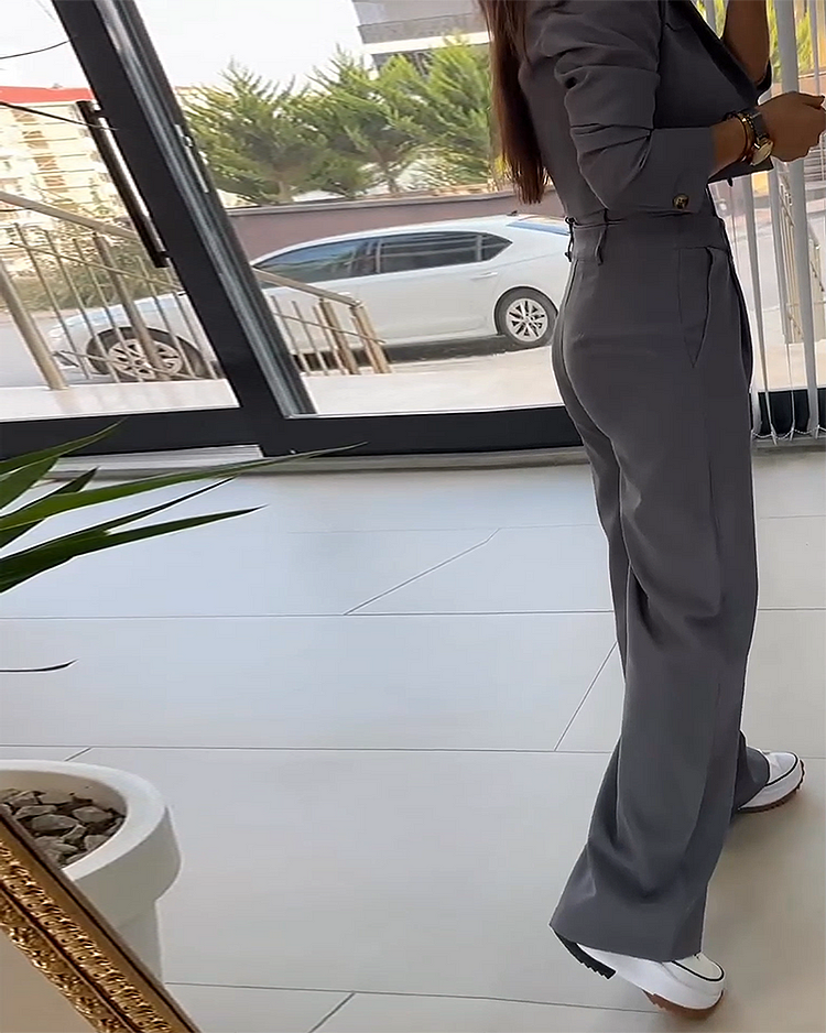 WW | Zweiteiliges Lässig Satzz Mit Blazer Und Hochtaillierter Hose