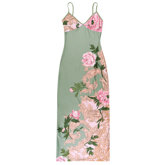 Blumen Mesh Doppelschicht Langes Kleid