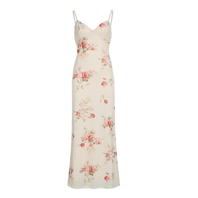 Blumen Mesh Doppelschicht Langes Kleid