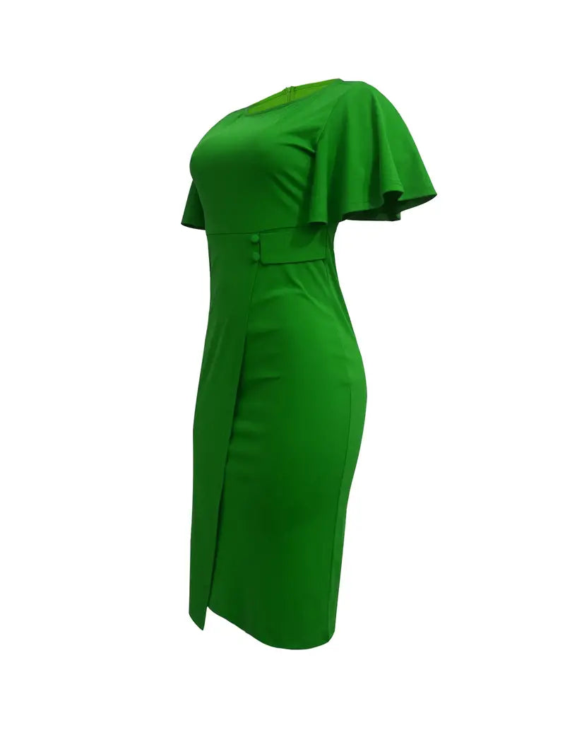 – elegantes wickelkleid mit schlitz für frühling und sommer
