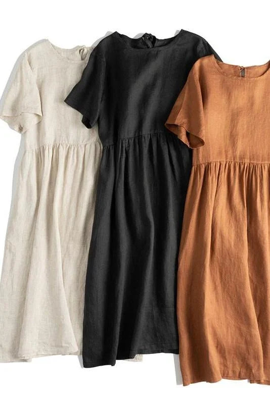 Merche | Lange, Lockere Kleider Für Frauen Aus Reinem Leinen in Klaren Farben Sommerliche, Legere Outfits