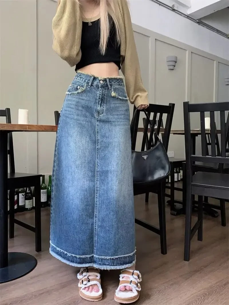 Merche Sommerrock aus Denim mit hoher Taille der zu jedem Outfit passt