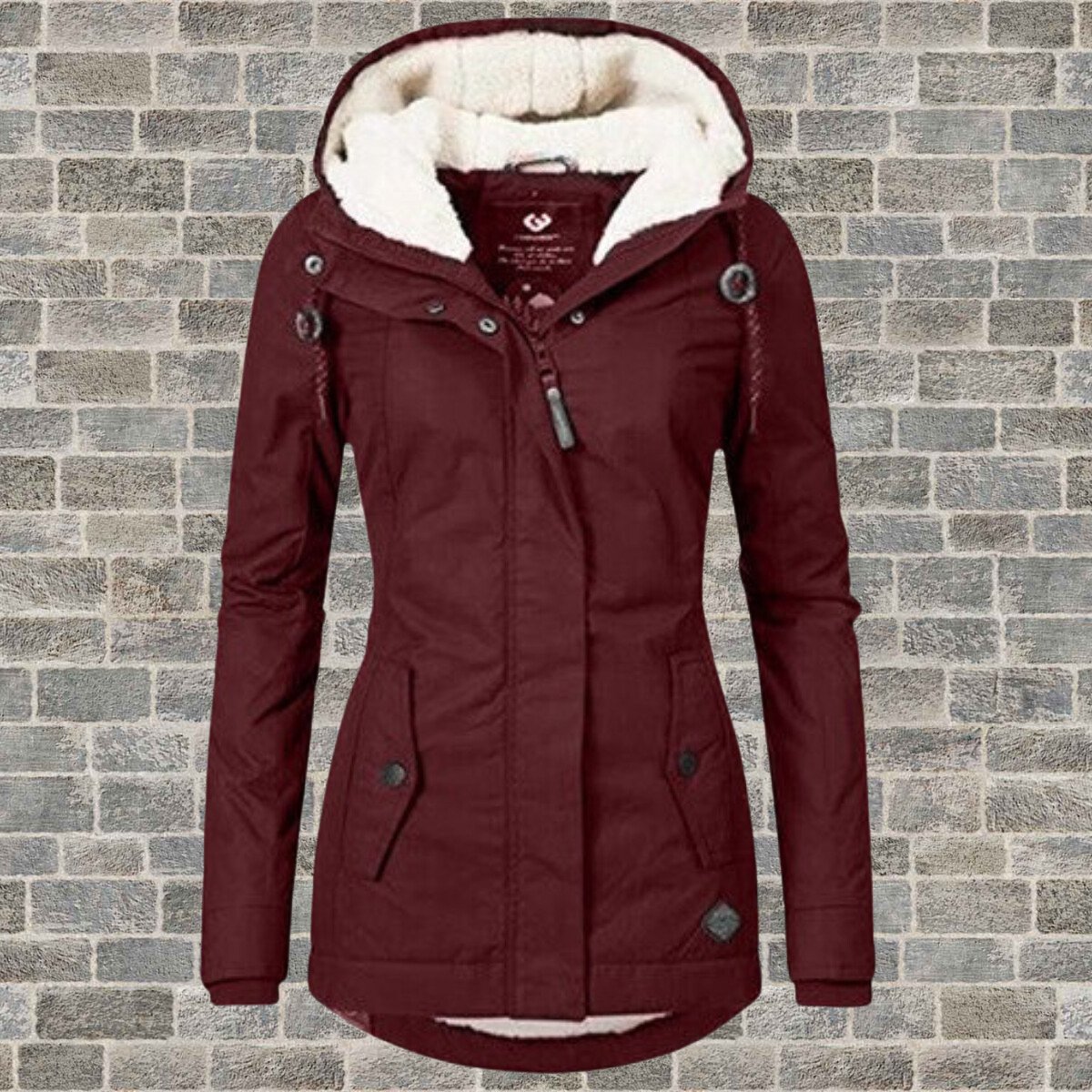 Belle | Neu Plissierter Baumwollmantel mit Kapuze aus Lammfell