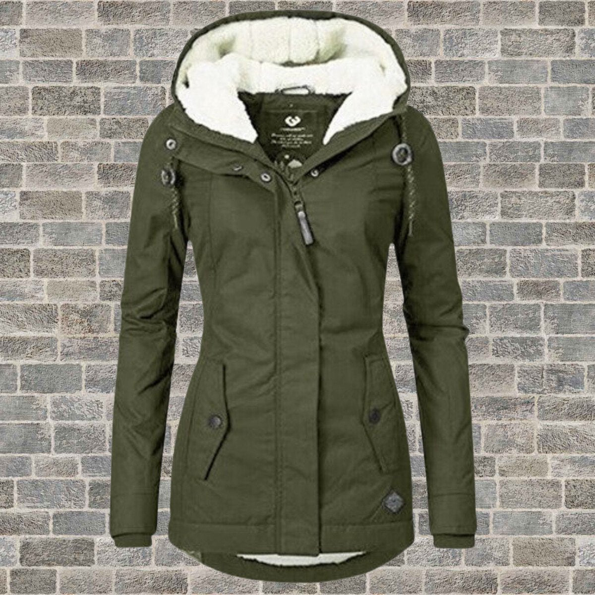 Belle | Neu Plissierter Baumwollmantel mit Kapuze aus Lammfell