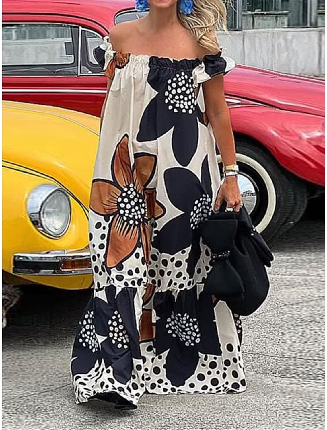 Blumenmuster Sommerkleid ohne Schultern für Damen | Kendall