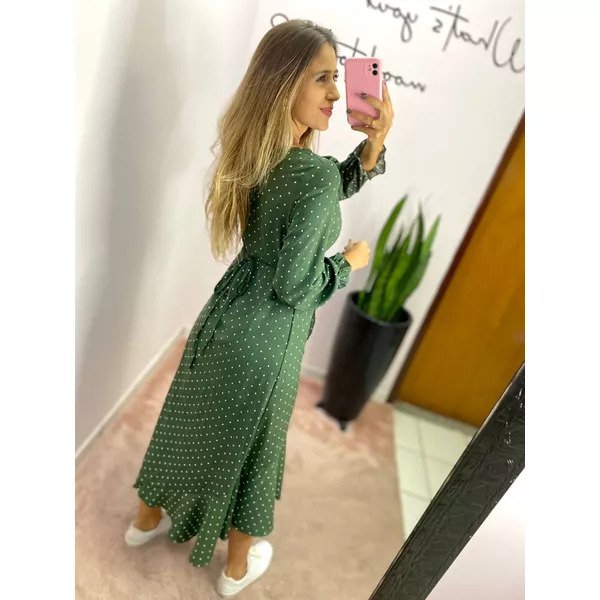 V-Ausschnitt Kleid mit Puffärmeln für Damen | Mille