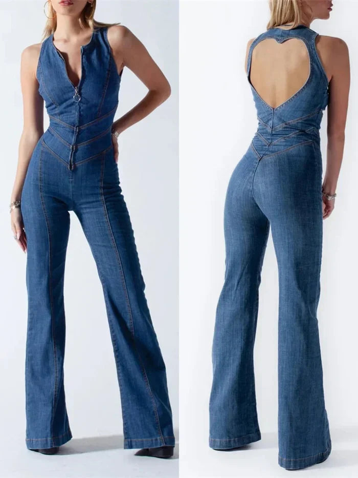 Merche-Stil Herzform rückenfrei Design Jumpsuit