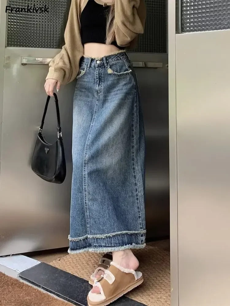 Merche Sommerrock aus Denim mit hoher Taille der zu jedem Outfit passt