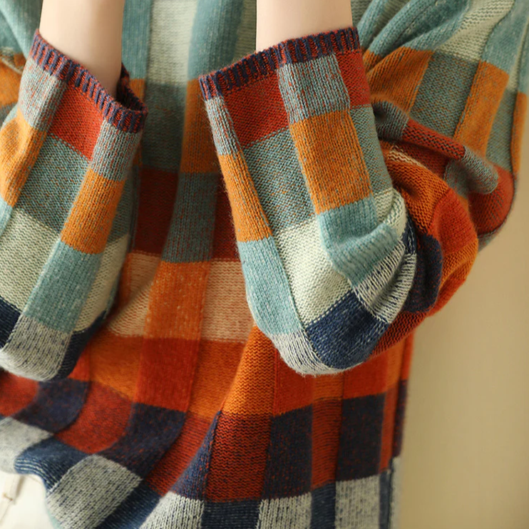 Eleganter Patchwork Kaschmirpullover