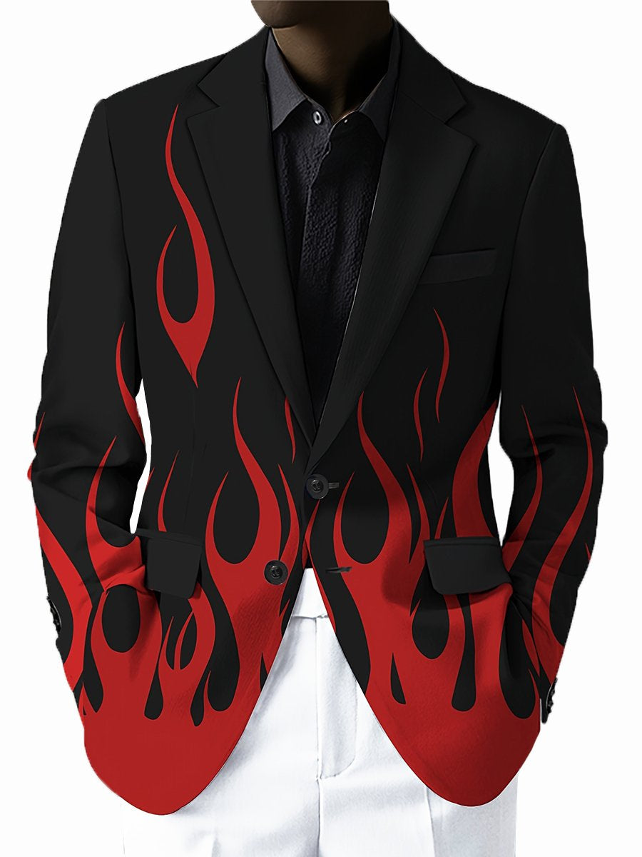 WW | Weinlese Blazer Mit Kontrastflammenprint Und Knopfverschluss