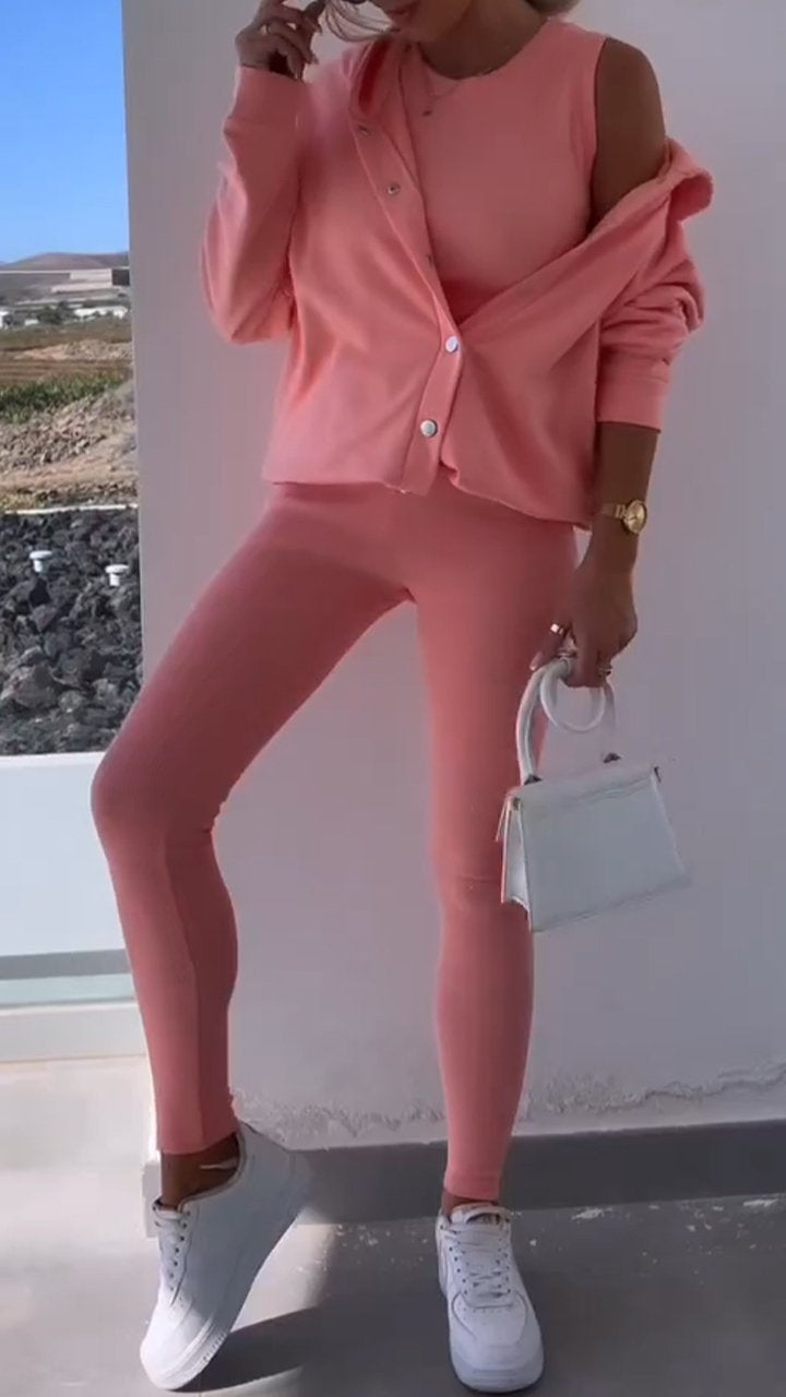 Merche Kapuzen-Sweatshirt-Set mit drei Teilen