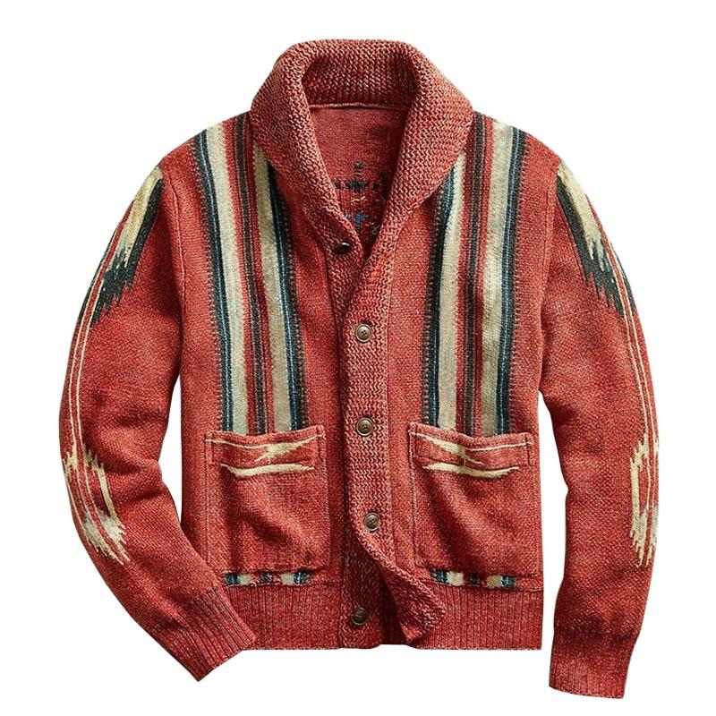 WW | Weinlese Jacquard Revers Langarm Strickjacke