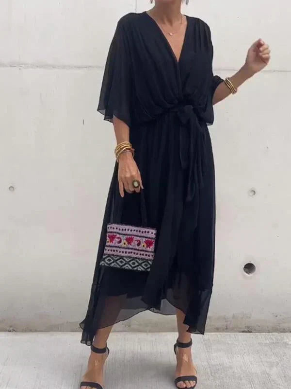 WW | Zartes Kleid Aus Chiffon Mit V-ausschnitt