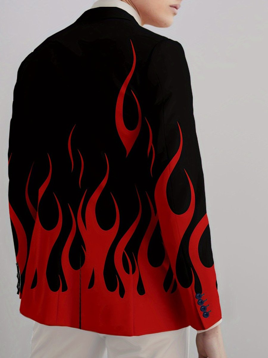 WW | Weinlese Blazer Mit Kontrastflammenprint Und Knopfverschluss