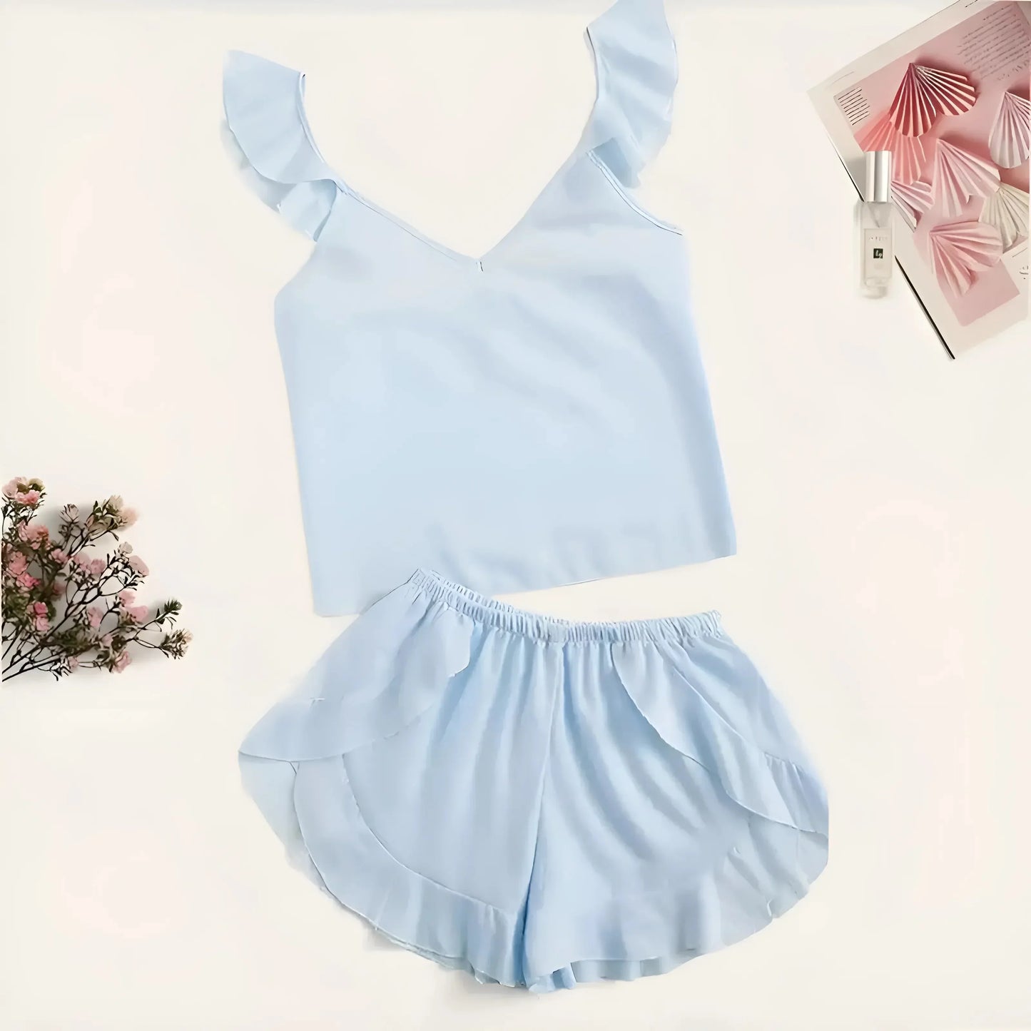 Damen-Pyjamas mit dekorativen Trägern