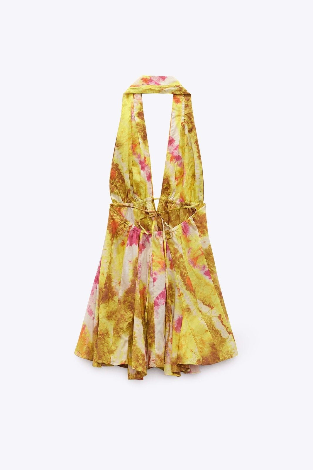 Bedrucktes Neckholder-Flare-Minikleid