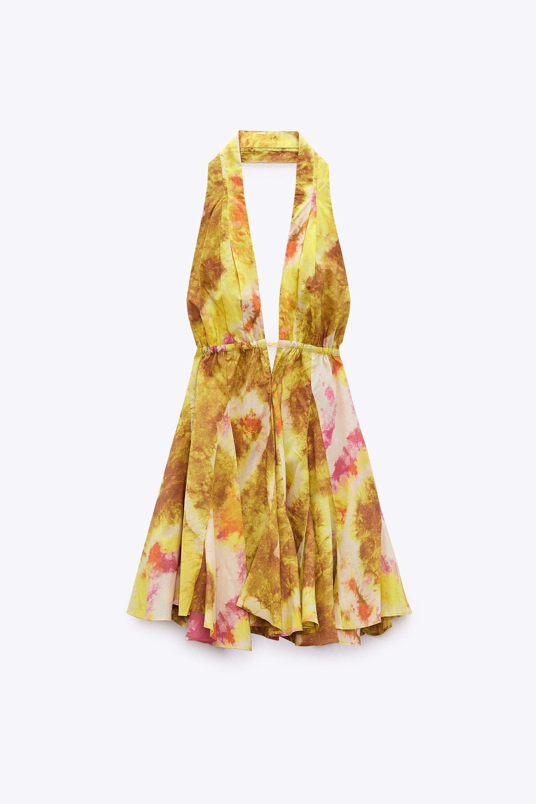 Bedrucktes Neckholder-Flare-Minikleid