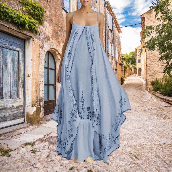 Langes Sommerkleid mit Böhmischem Druck