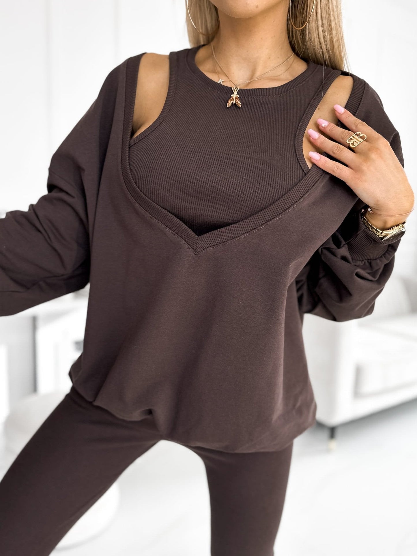 Merche Set Sweatshirt in Uni-Farbe