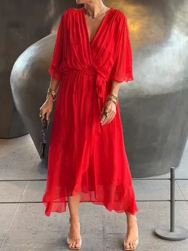 WW | Zartes Kleid Aus Chiffon Mit V-ausschnitt