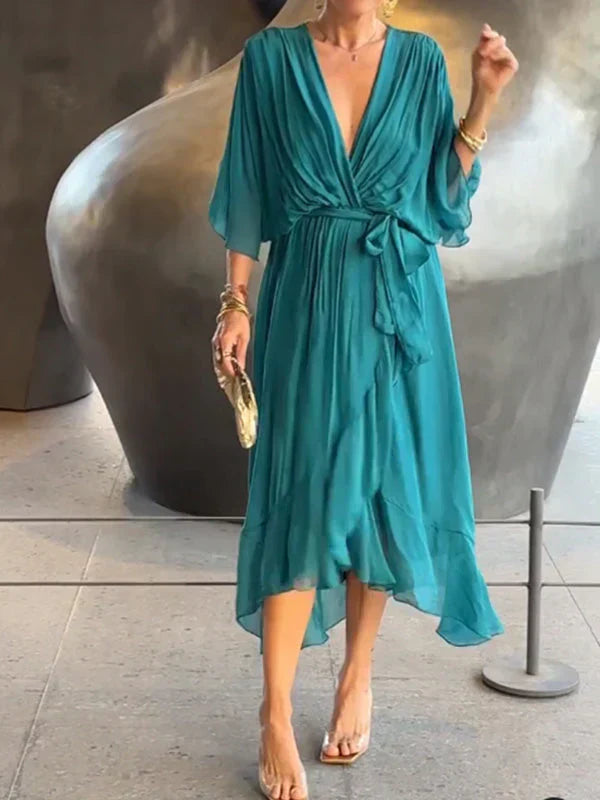 WW | Zartes Kleid Aus Chiffon Mit V-ausschnitt