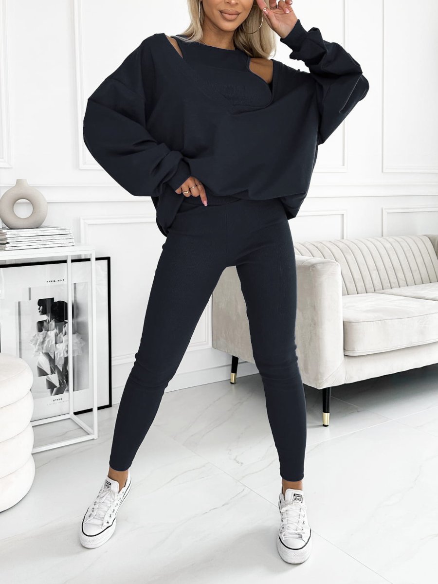 Merche Set Sweatshirt in Uni-Farbe