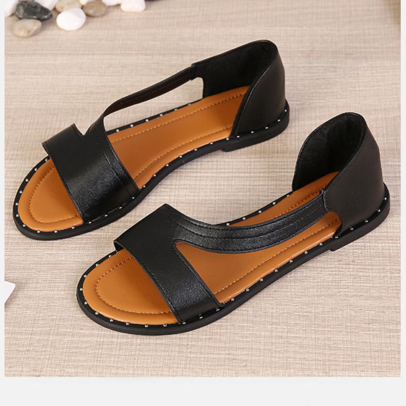 Merche flache Sandalen mit Fischmünzenausschnitt und offener Zehe