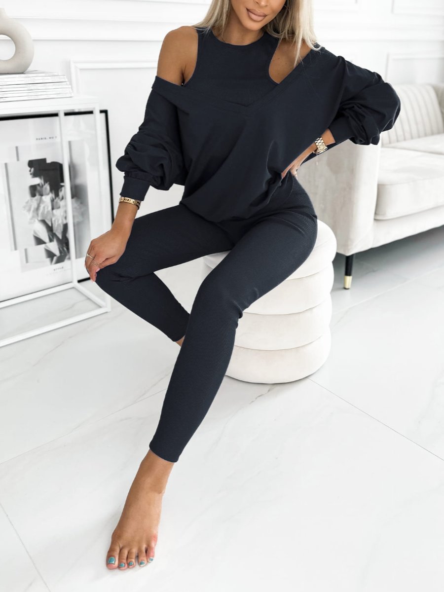 Merche Set Sweatshirt in Uni-Farbe