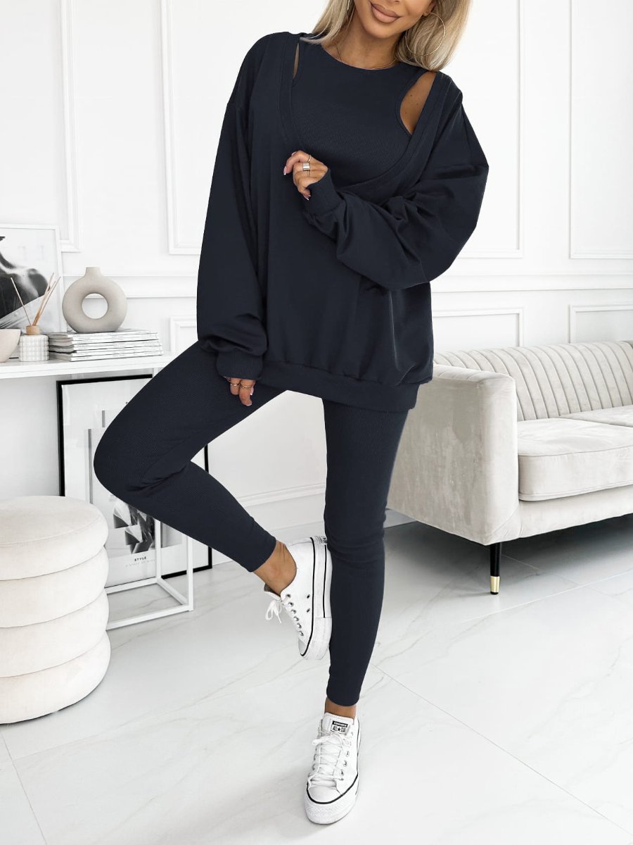 Merche Set Sweatshirt in Uni-Farbe