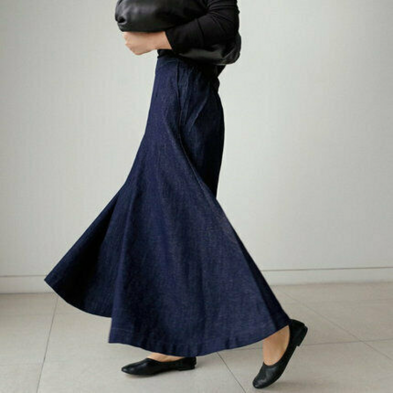 WW | Weit Geschnittene Denim Hose Mit Hoher Taille Lockerer Passform Und Taschen