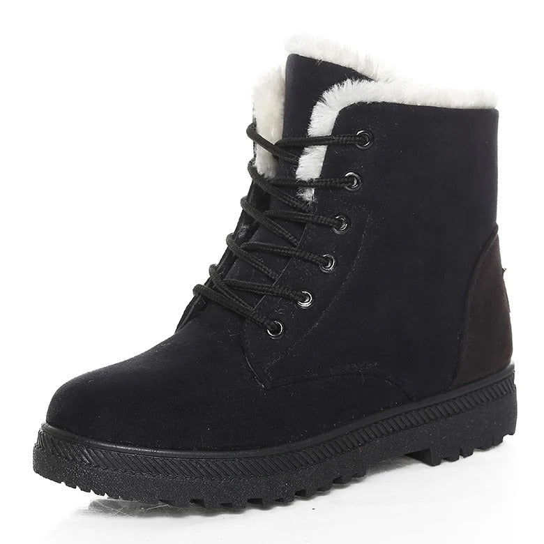Merche - Schneestiefel - Schnürsenkel Rutschfestes Plüsch Fell Knöchel - Winter