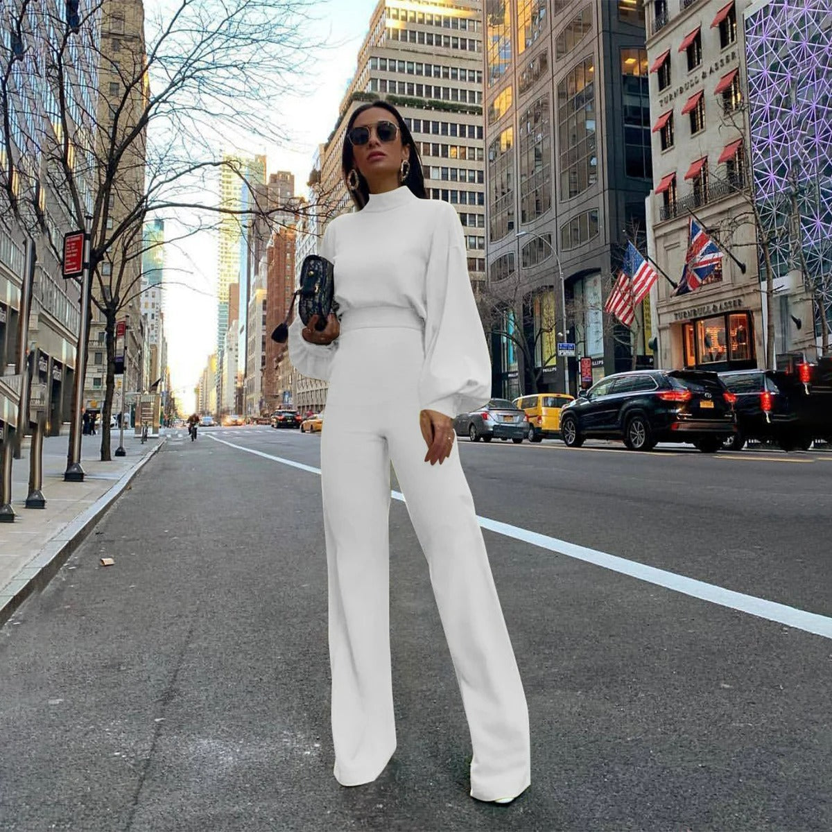 Merche Jumpsuit mit hohem Kragen und weiter Hose Streetwear