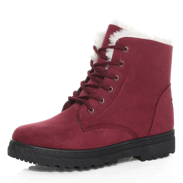 Merche - Schneestiefel - Schnürsenkel Rutschfestes Plüsch Fell Knöchel - Winter