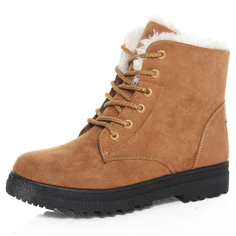 Merche - Schneestiefel - Schnürsenkel Rutschfestes Plüsch Fell Knöchel - Winter