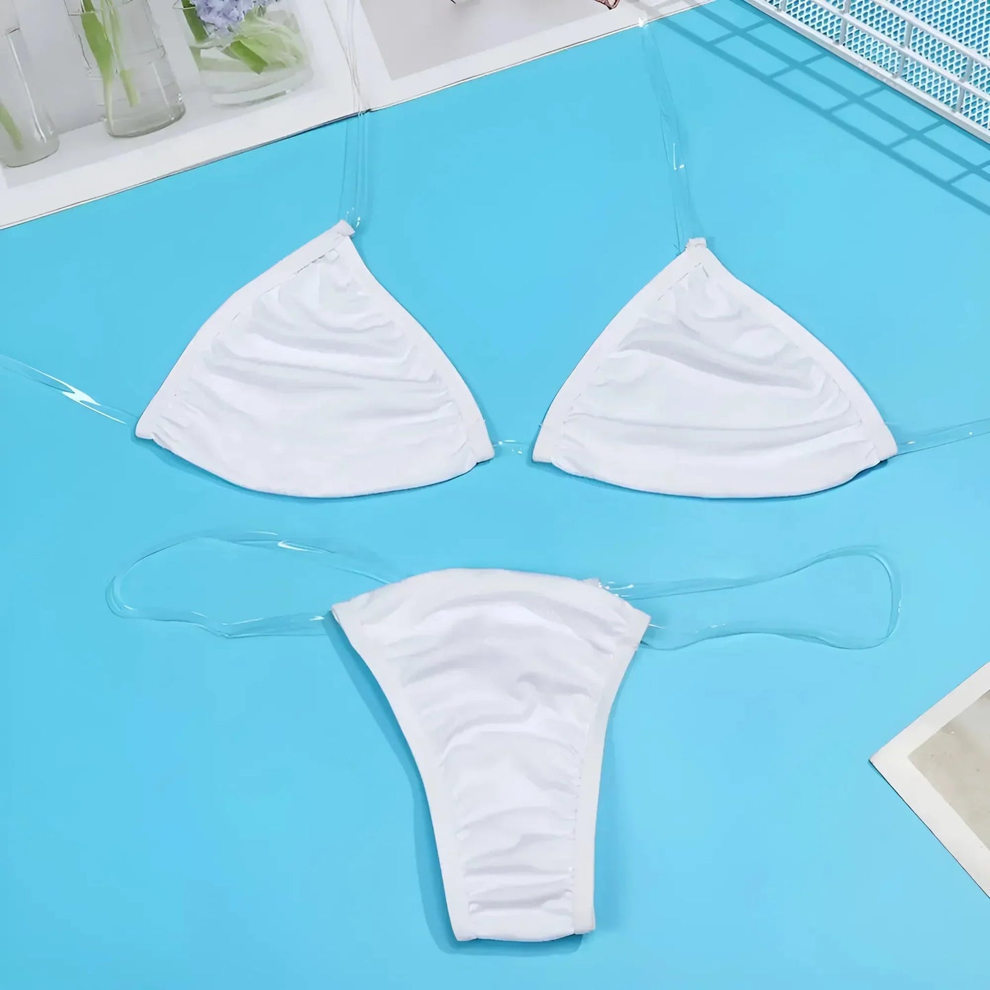 Zweiteiliger Badeanzug mit transparenten Trägern