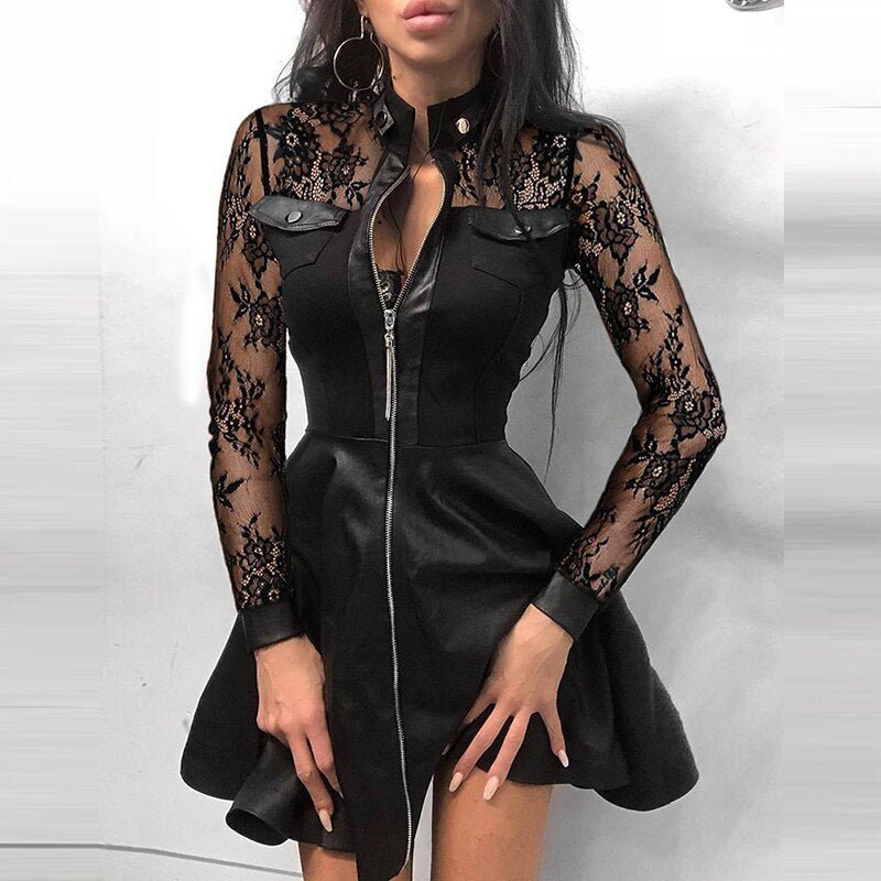 Zip Mini Damen Kleid
