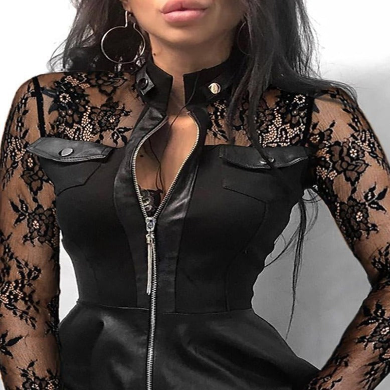 Zip Mini Damen Kleid