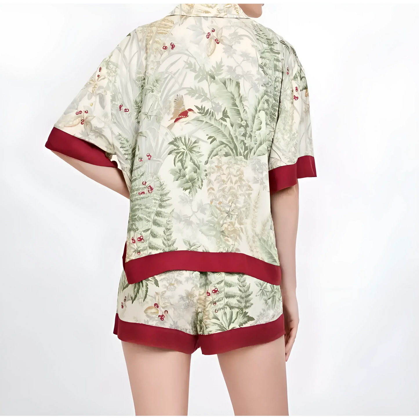 Damen Pyjamas mit Blattdruck