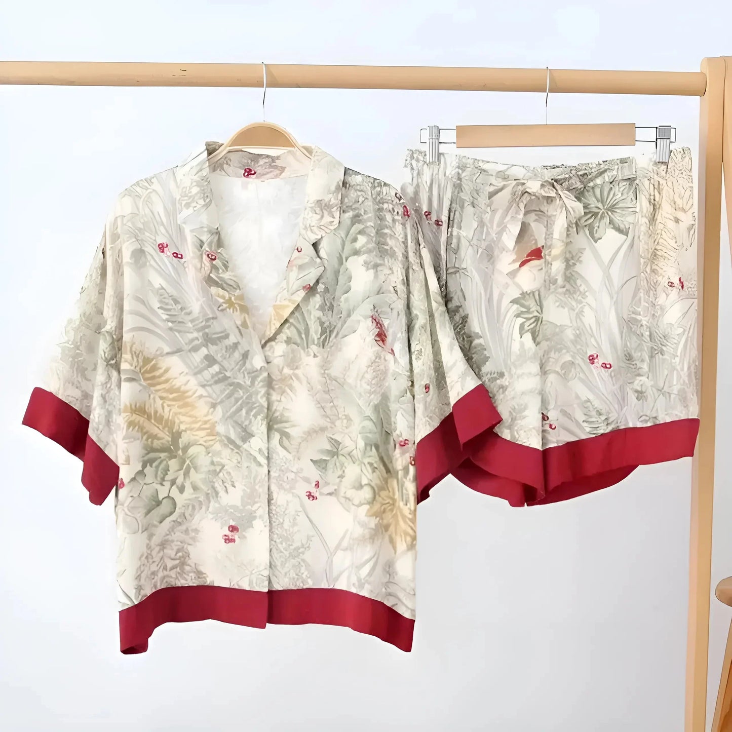 Damen Pyjamas mit Blattdruck