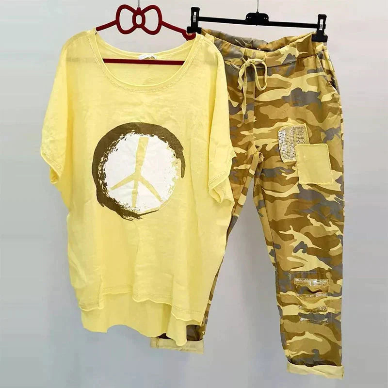 WW | Zweiteiliges Camouflage Outfit Für Damen Trendiges Outfit