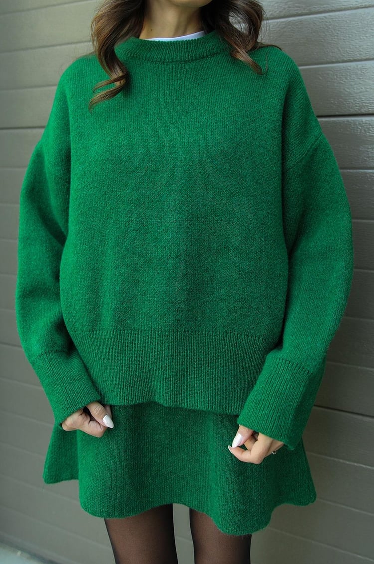 WW | Zweiteiliges Strick Satz Für Damen Mit Pullover Und Rock