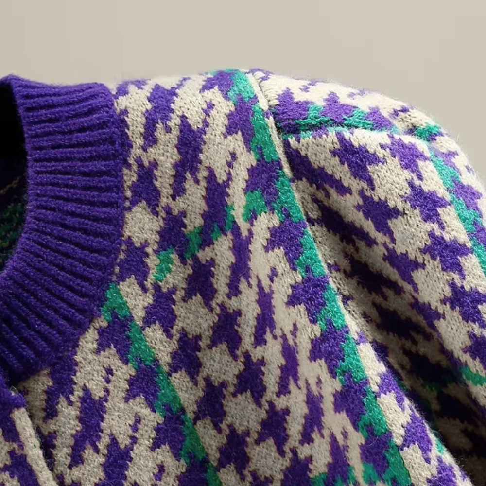 WW | Zeitlose Hahnentritt Strickjacke Für Damen