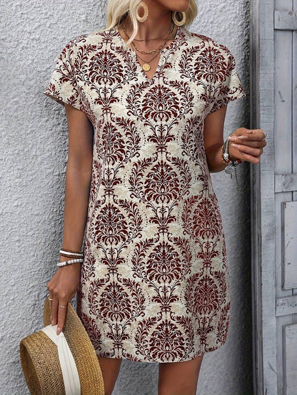 – vintage-kleid mit ethnischem blumendruck